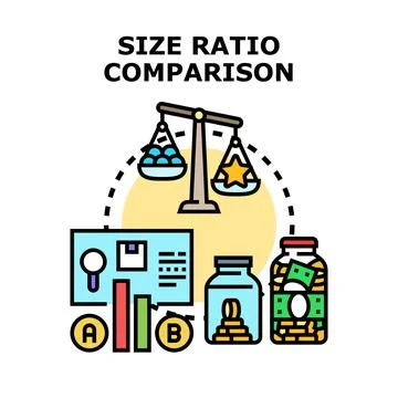 Analyzing size ratio comparison with financial growth metrics Stock Illustration