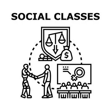 Analyzing social class issues and future development Stock Illustration