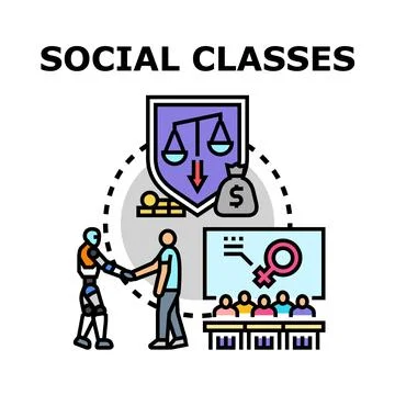 Analyzing social class issues and future development Stock Illustration