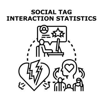 Analyzing social media interaction statistics and emotional impact Stock Illustration