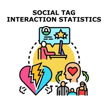 Analyzing social media interaction statistics and emotional impact Stock Illustration