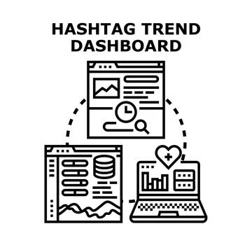 Analyzing social media trend dashboard data イラスト素材