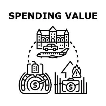 Analyzing spending value and financial risk management 库存插图