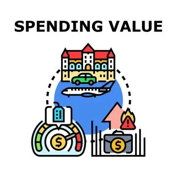 Analyzing spending value and financial risk management 库存插图