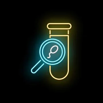 Analyzing sperm cell in test tube neon sign Stock Illustration