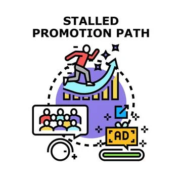 Analyzing stalled promotion path marketing strategy Stock Illustration