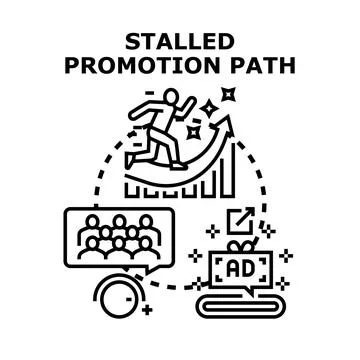 Analyzing stalled promotion path marketing strategy Иллюстрация