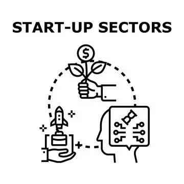 Analyzing start up sectors for business development and investment Stock Illustration