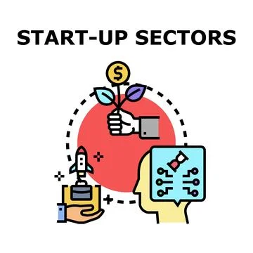 Analyzing start up sectors for business development and investment Stock Illustration