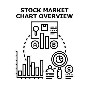 Analyzing stock market data and financial trends overview Stock Illustration