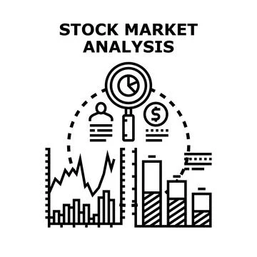 Analyzing stock market data and financial investment trends Stock Illustration