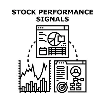 Analyzing stock performance financial data signals Stock Illustration