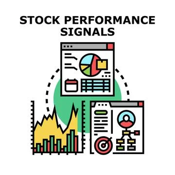 Analyzing stock performance financial data signals Stock Illustration