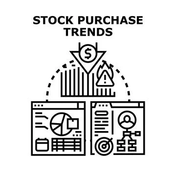 Analyzing stock purchase trends and market performance Stock Illustration