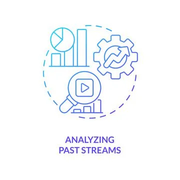 Analyzing streaming data blue gradient concept icon Stock Illustration