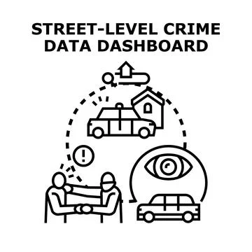 Analyzing street level crime data dashboard for security Stock Illustration