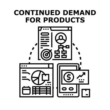 Analyzing strong market demand for products and services Stock Illustration