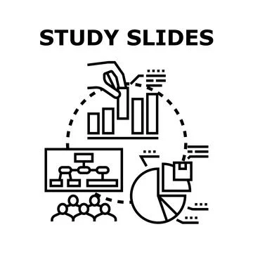 Analyzing study slides and business presentation data Stock Illustration