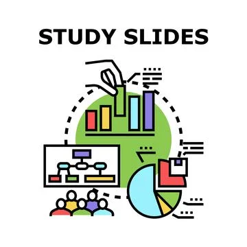 Analyzing study slides and business presentation data Stock Illustration