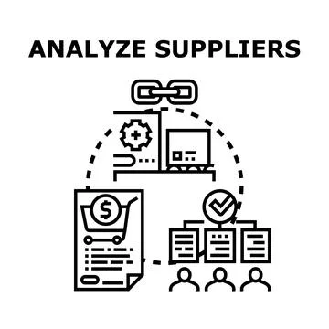 Analyzing suppliers for efficient supply chain management process Stock Illustration