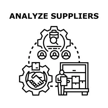 Analyzing suppliers evaluating vendor relationship management process 스톡 일러스트