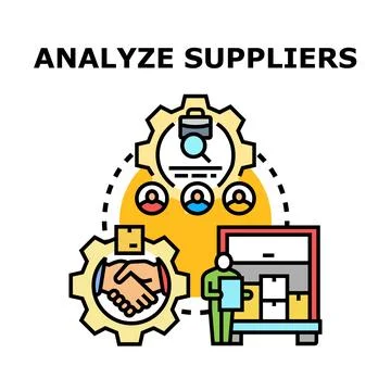 Analyzing suppliers evaluating vendor relationship management process 스톡 일러스트