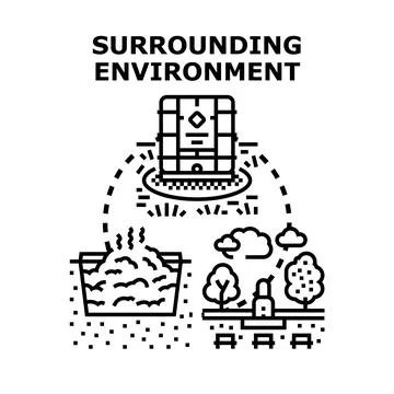 Analyzing surrounding environment and ecosystem management Stock Illustration