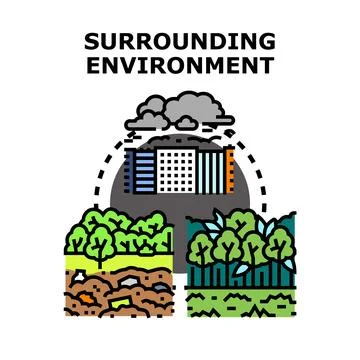 Analyzing surrounding environment ecosystem and nature impacts Stock Illustration