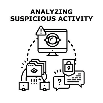 Analyzing suspicious activity detecting cyber security threats Stockillustratie