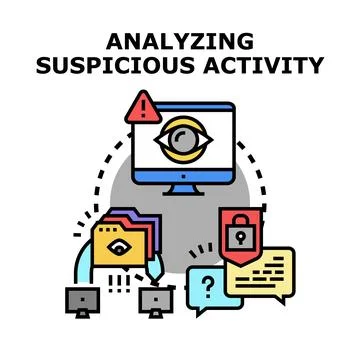 Analyzing suspicious activity detecting cyber security threats 스톡 일러스트