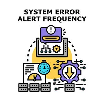 Analyzing system error alert frequency and data flow Illustrazione stock