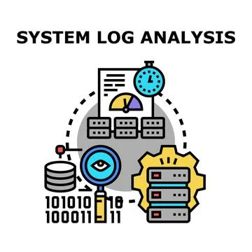Analyzing system log data for performance and security Stock Illustration