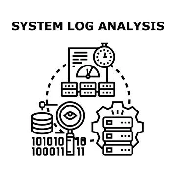 Analyzing system log data for performance and security Stock Illustration