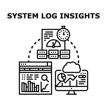 Analyzing system log insights and monitoring data performance Stock Illustration