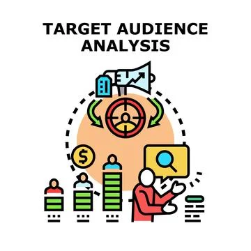Analyzing target audience for successful marketing strategy Stock Illustration