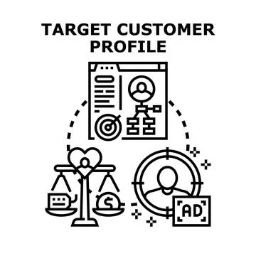 Analyzing target customer profile and marketing strategy Stock Illustration