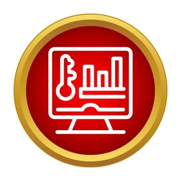 Analyzing temperature data on a computer monitor icon イラスト素材