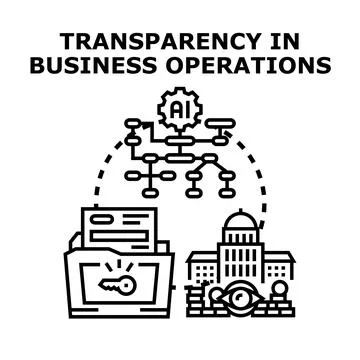 Analyzing transparency in business operations with artificial intelligence Stock Illustration