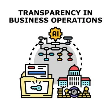 Analyzing transparency in business operations with artificial intelligence Stock Illustration