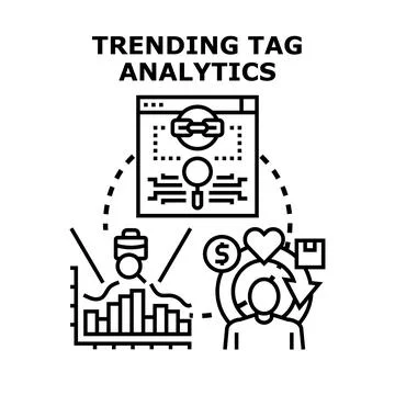 Analyzing trending tags for digital marketing strategy Stock Illustration