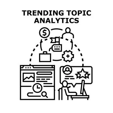 Analyzing trending topics for business analytics insights Stock Illustration