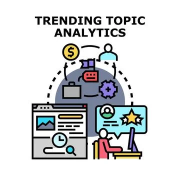 Analyzing trending topics for business analytics insights Stock Illustration