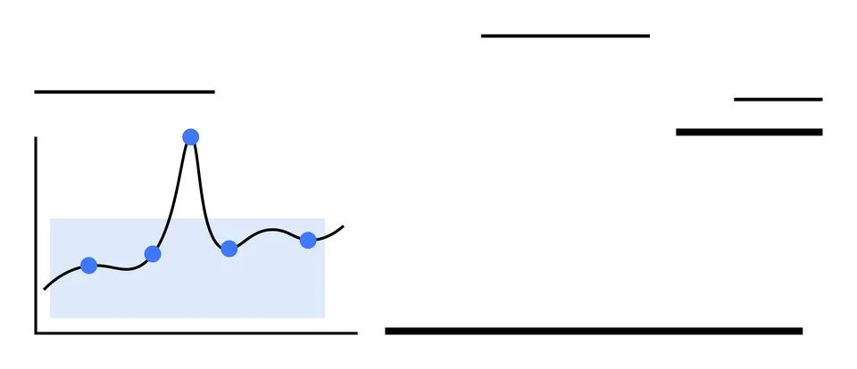 Analyzing Trends Simple Line Graph with Data Points and Highlights Illustrazione stock