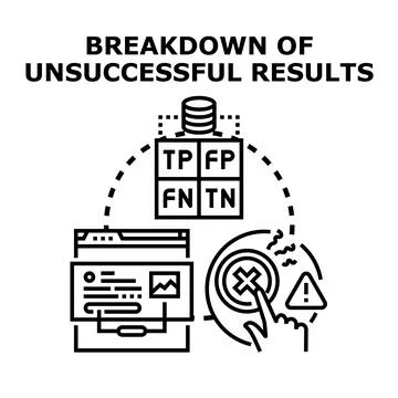 Analyzing unsuccessful results and data breakdown concept Stock Illustration