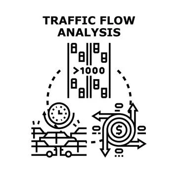 Analyzing urban traffic flow density and congestion management イラスト素材