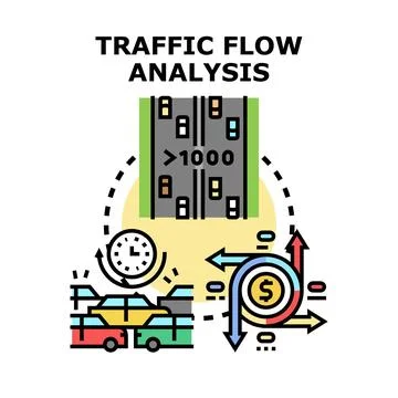 Analyzing urban traffic flow density and congestion management Stock Illustration