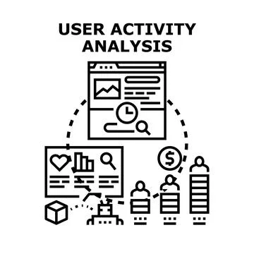 Analyzing user activity data for business intelligence Stock Illustration
