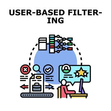 Analyzing user data for personalized recommendations and filtering Stock Illustration