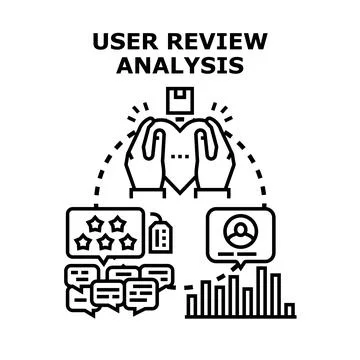 Analyzing user product reviews and customer feedback data Stock Illustration