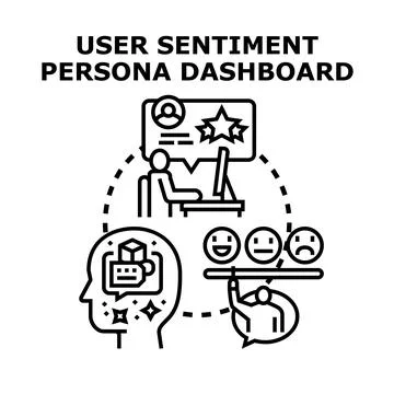 Analyzing user sentiment for customer persona dashboard Stock Illustration
